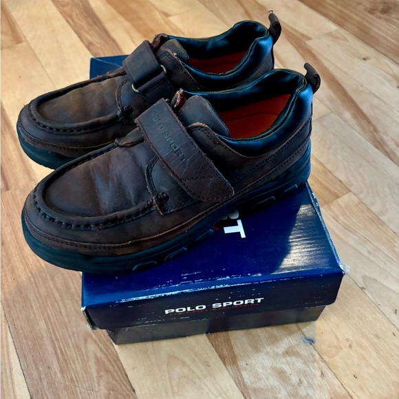 Boys Ralph Lauren Polo Sport, Chocolate Myron EZ Leather Shoe, Size 4 1/2 - Picture 5 of 7